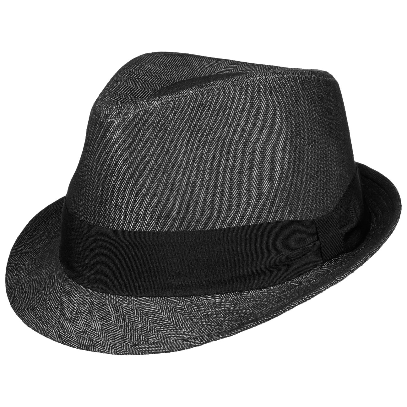 Lipodo Men's Anthracite Herringbone Trilby Hat By
