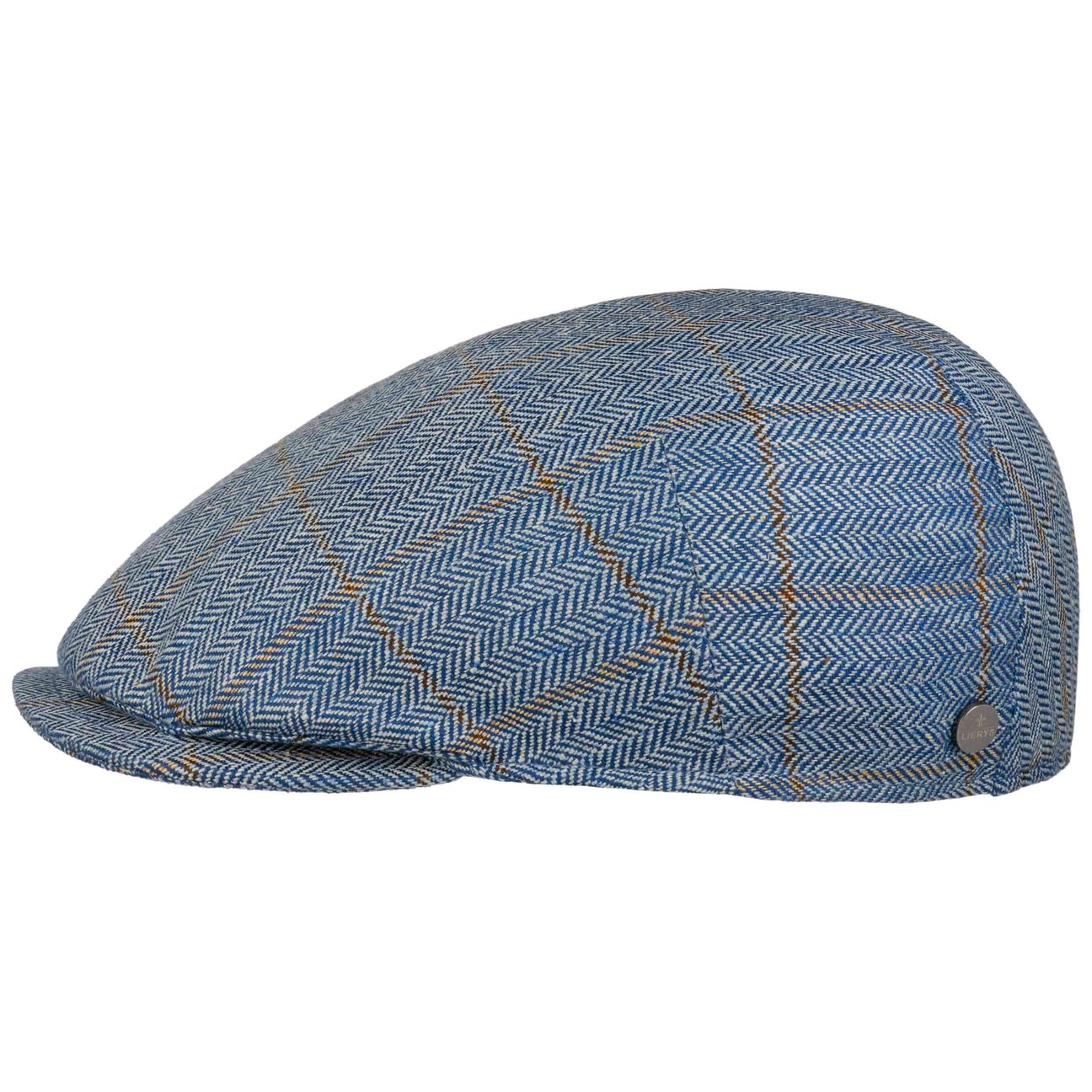 Lierys Men's Blue Capri Herringbone Silk Flat Cap By