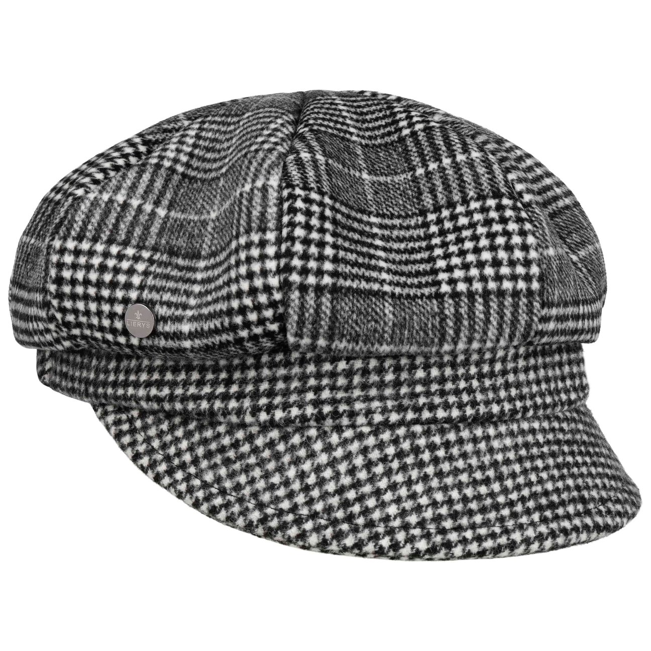Lierys Women's Black-White Houndstooth Check Newsboy Cap By