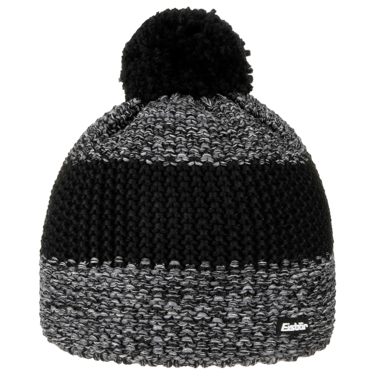 Eisbär Men's Black-Grey Styler Pompom Hat By