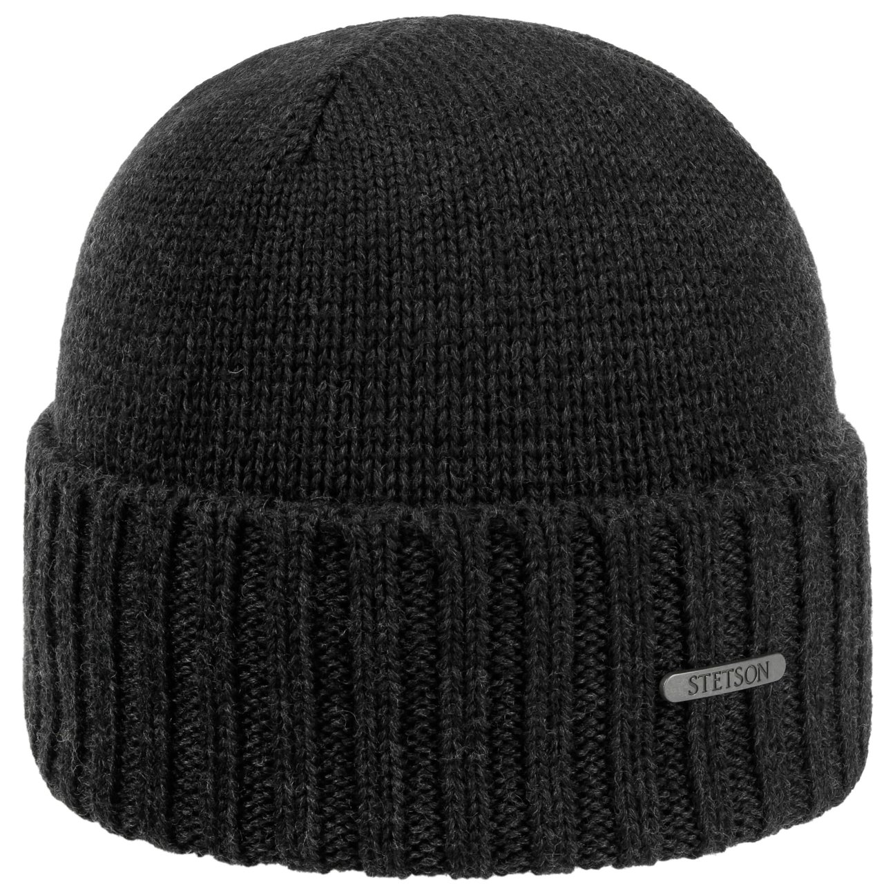 Stetson Women's Dark Grey Norham Merino Beanie Hat With Cuff By