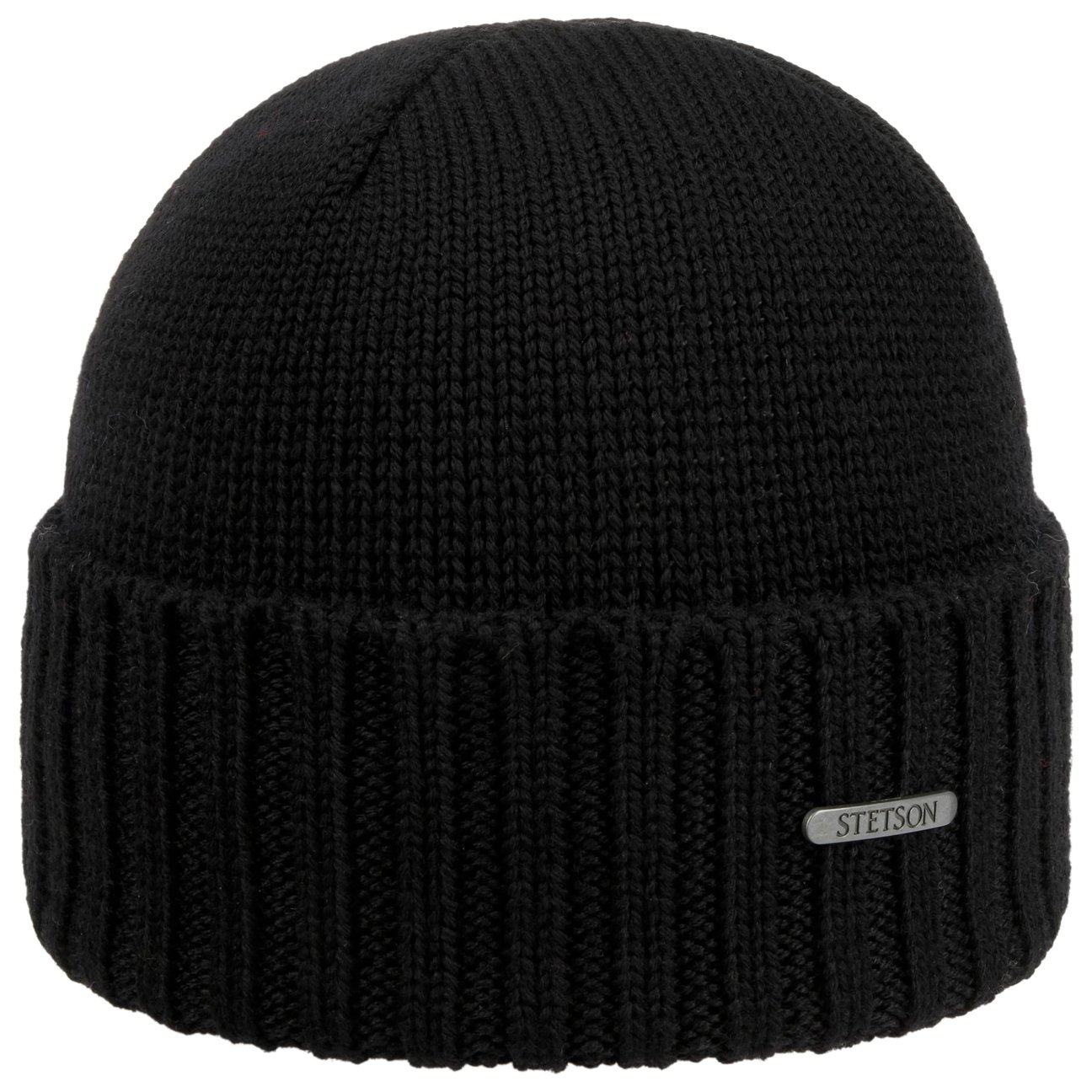 Stetson Women's Black Norham Merino Beanie Hat With Cuff By