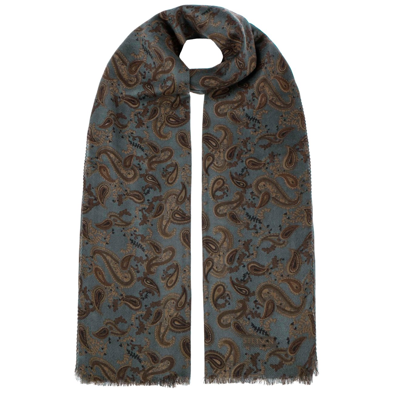 Stetson Women's Brown-Grey Belsay Paisley Wool Scarf By