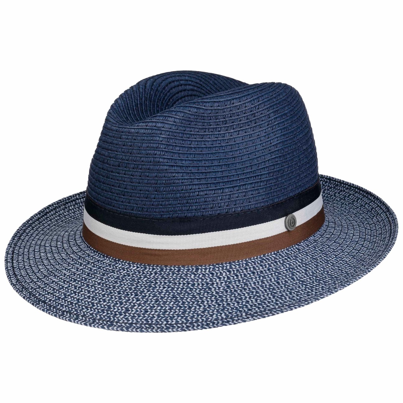 Bugatti Men's Blue Style-Mix Fedora Straw Hat By