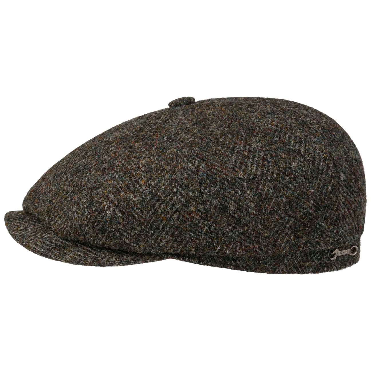 Stetson Boys Olive-Mottled Hatteras Dark Herringbone Flat Cap By
