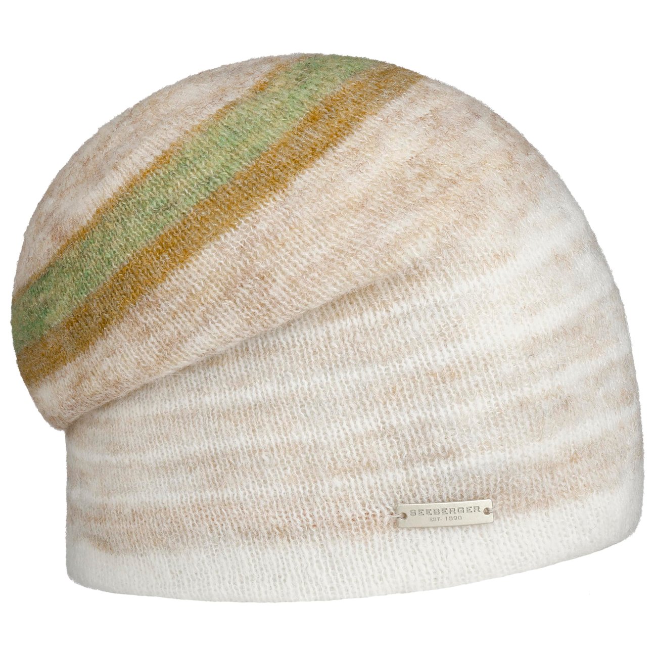 Seeberger Women's Beige-Green Savonja Soft Headsock Beanie Hat By