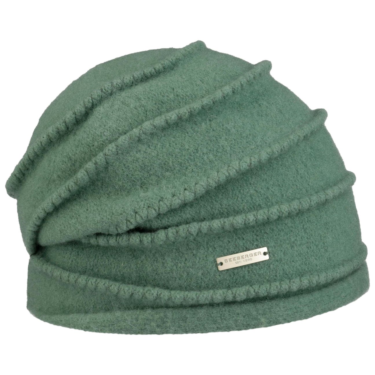 Seeberger Women's Dark Green Uni Headsock Milled Wool Hat By
