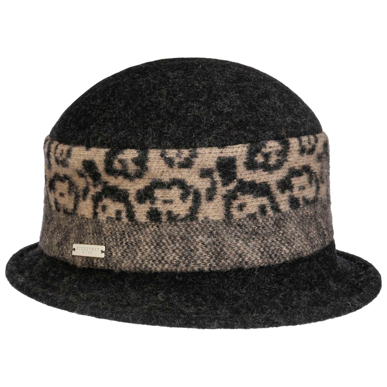 Seeberger Women's Black Namara Leo Milled Wool Hat By