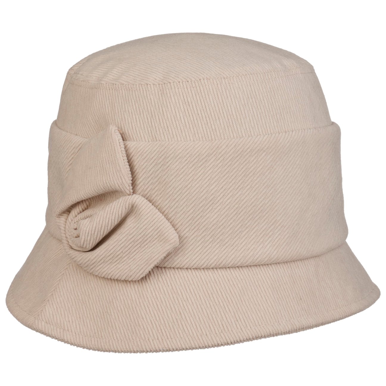 Seeberger Women's Beige Fine Corduroy Cloche Hat By