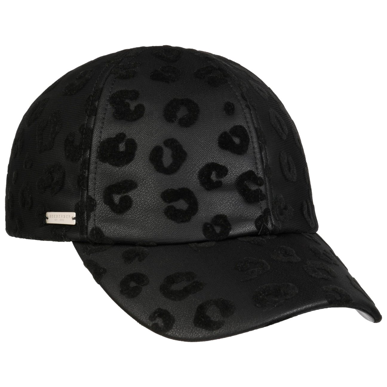 Seeberger Women's Black-Black Faux Leather Leo Print Cap By