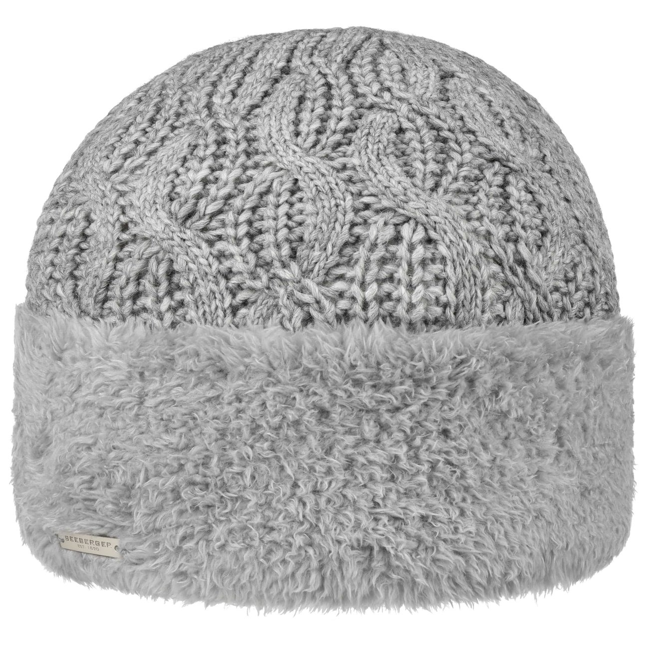 Seeberger Women's Grey Faux Fur Cuff Knit Hat By