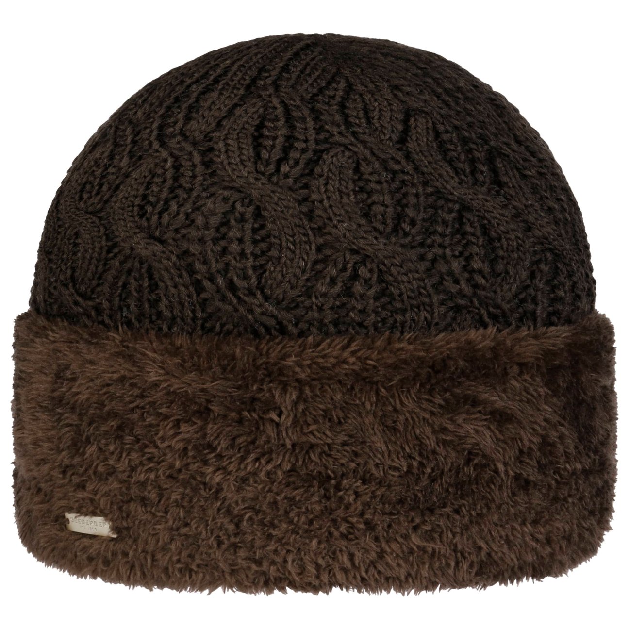 Seeberger Women's Dark Brown Faux Fur Cuff Knit Hat By