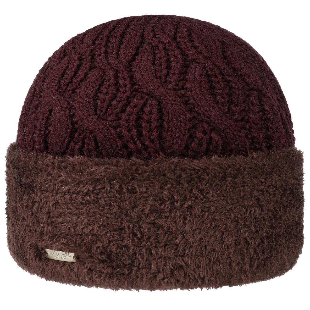 Seeberger Women's Bordeaux Faux Fur Cuff Knit Hat By