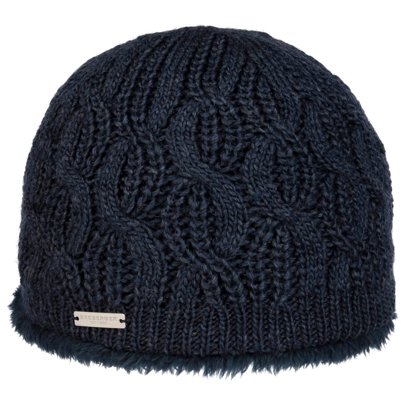 Seeberger Women's Navy Landesta Faux Fur Edge Beanie Hat By