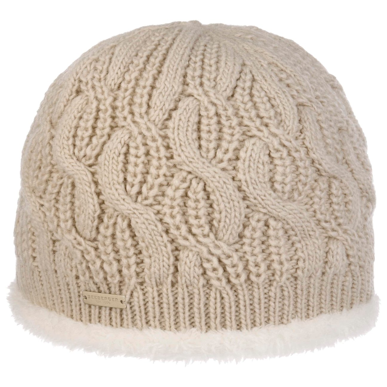 Seeberger Women's Oatmeal Landesta Faux Fur Edge Beanie Hat By