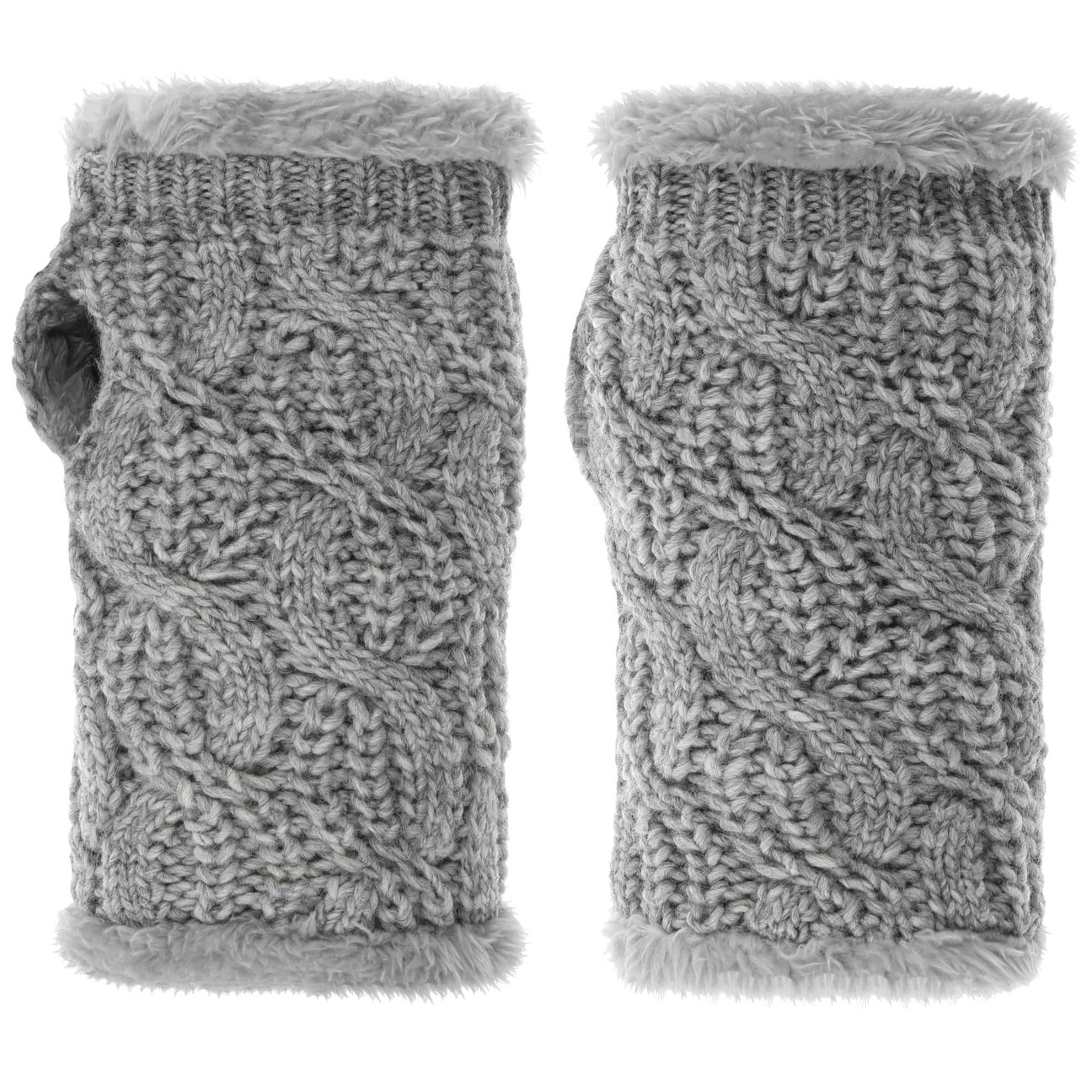 Seeberger Women's Grey Cable Knit Wrist Warmers By