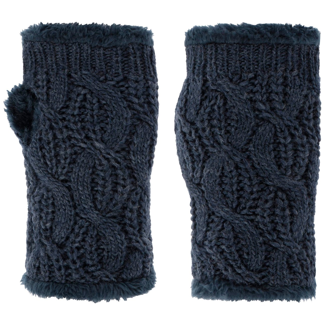 Seeberger Women's Navy Cable Knit Wrist Warmers By