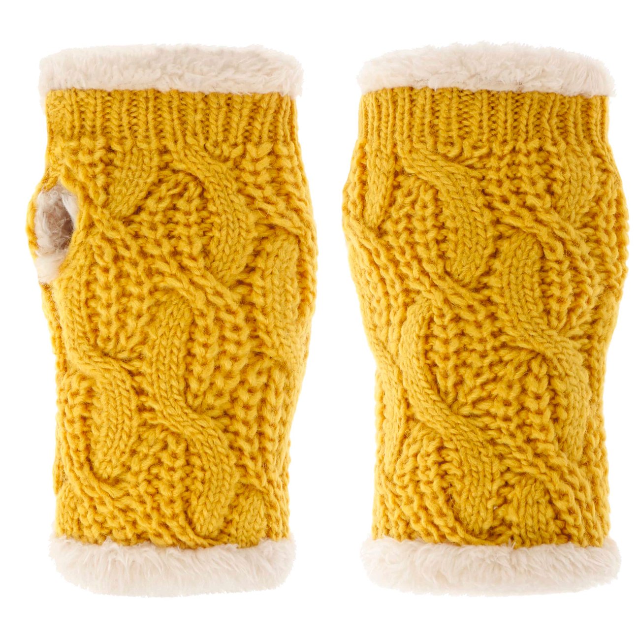 Seeberger Women's Yellow Cable Knit Wrist Warmers By