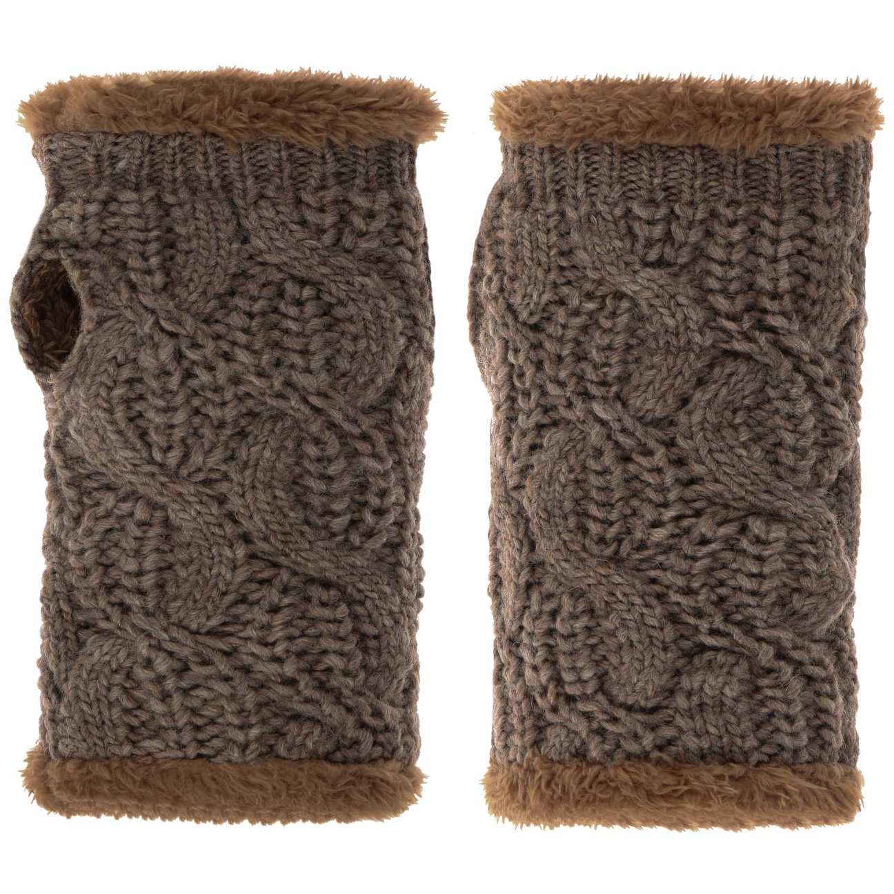 Seeberger Women's Taupe Cable Knit Wrist Warmers By
