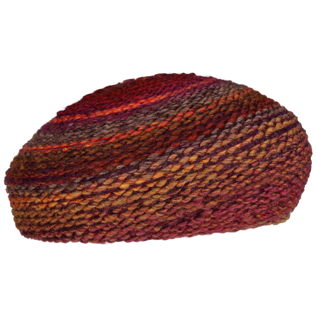 Bedacht Women's Orange-Red Multicolour Knit Beret By