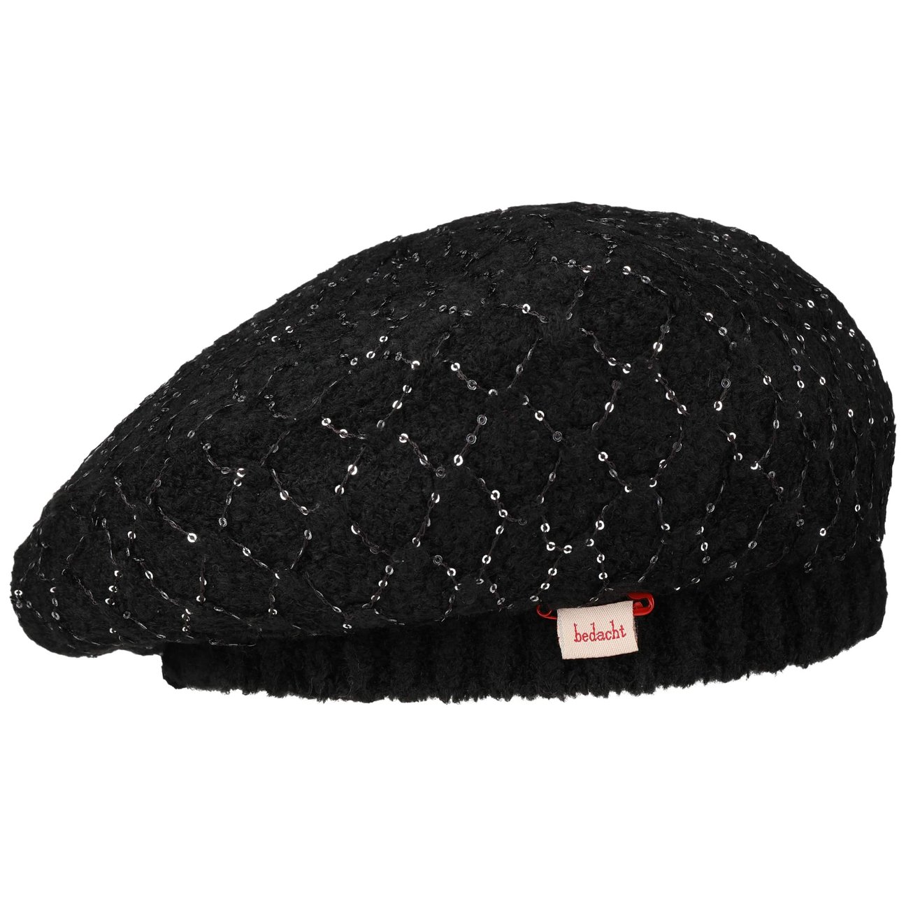 Bedacht Women's Black Knit Beret With Sequins By