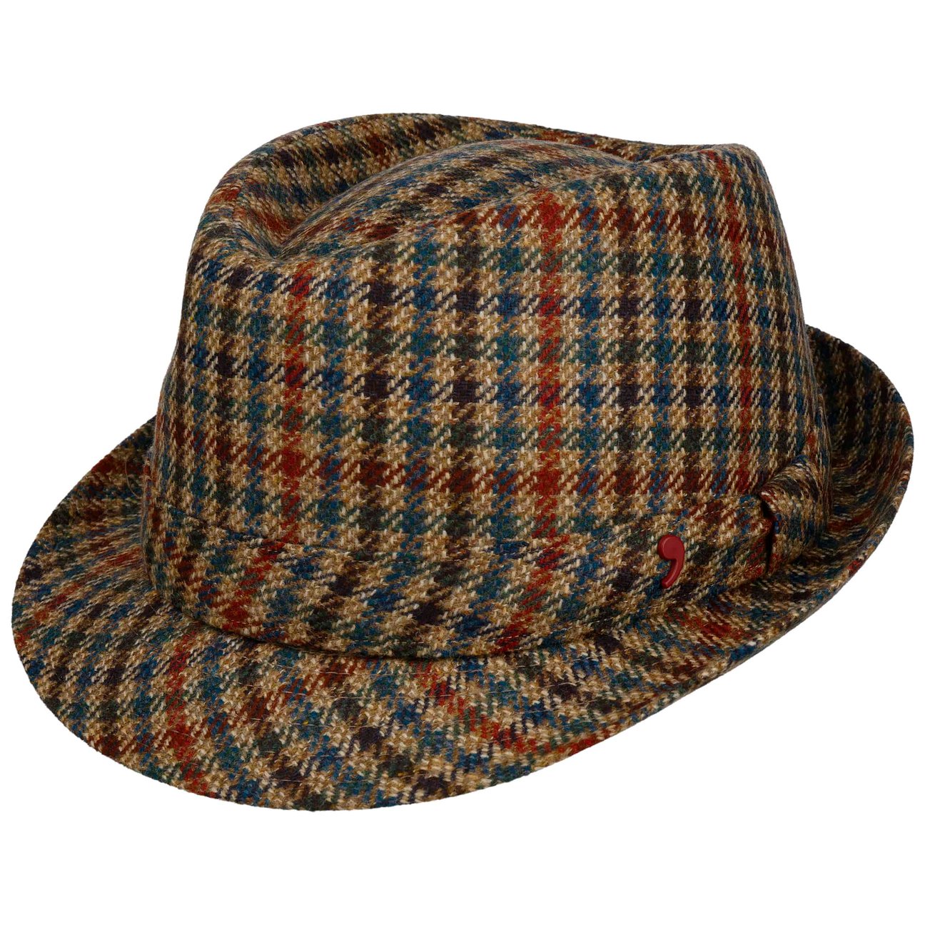 Alfonso D´Este Men's Beige Classic Check Trilby Wool Hat By Alfonso D'este