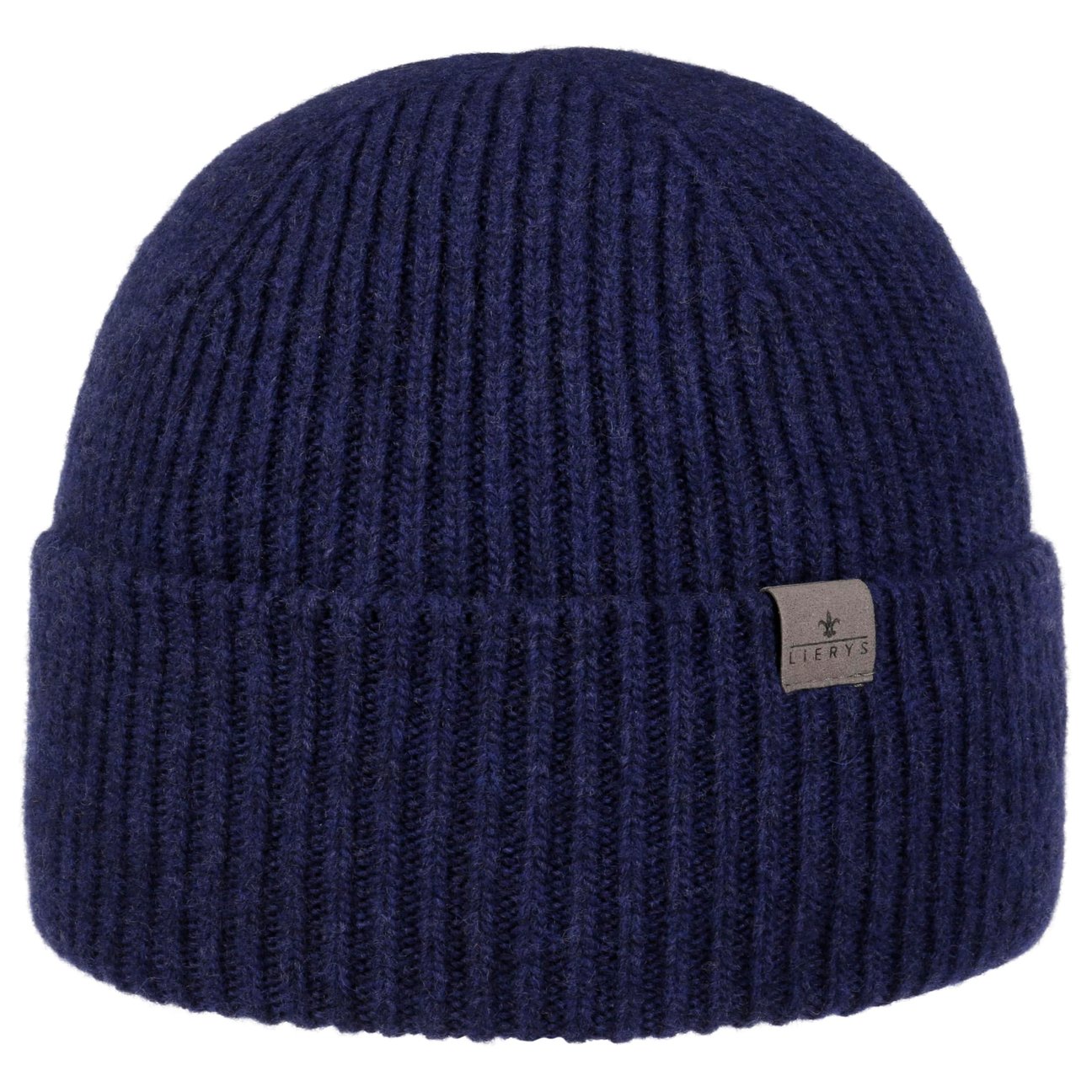 Lierys Women's Navy Uni Merino Rib Beanie With Cuff By