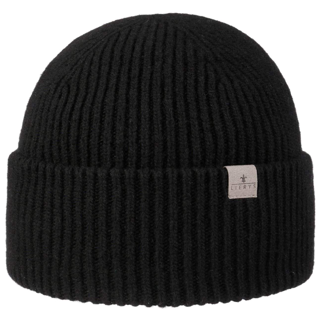 Lierys Women's Black Uni Merino Rib Beanie With Cuff By