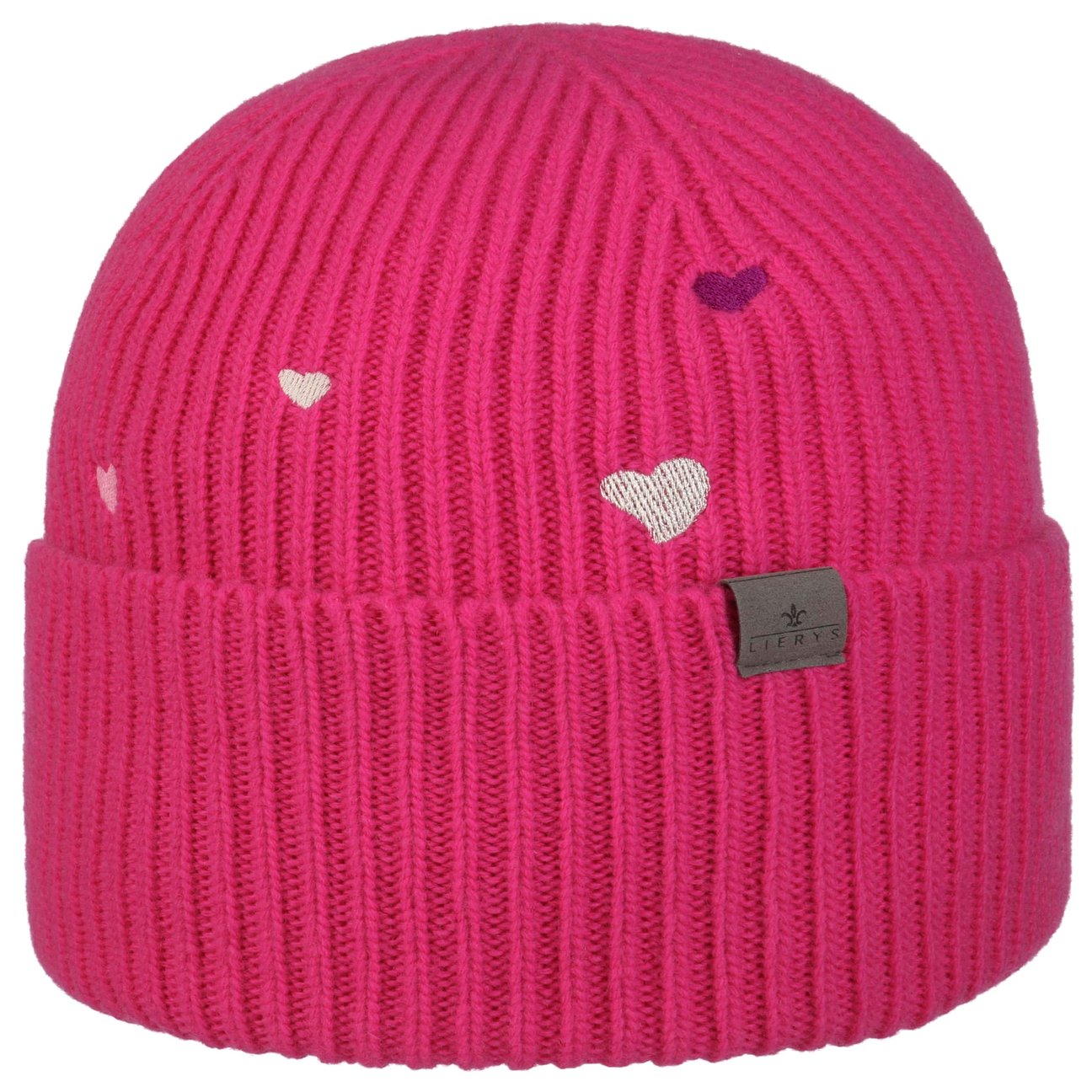 Lierys Women's Pink Little Hearts Beanie Hat With Cuff By