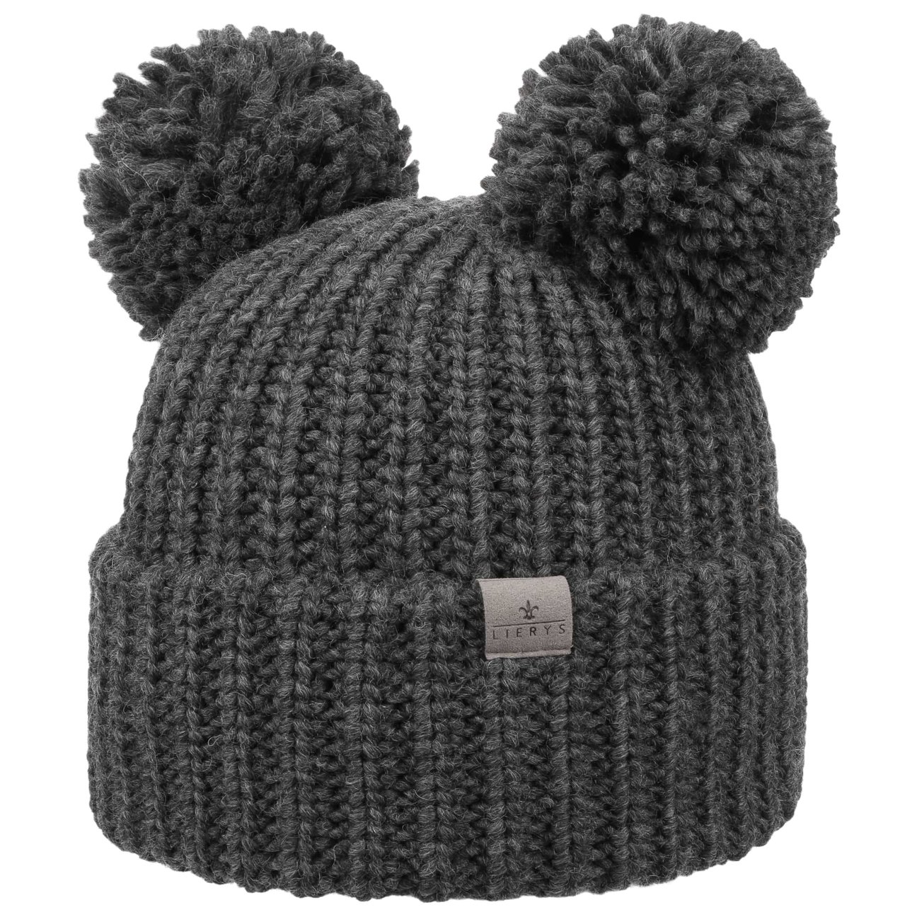 Lierys Women's Anthracite Double Pom Knit Beanie By