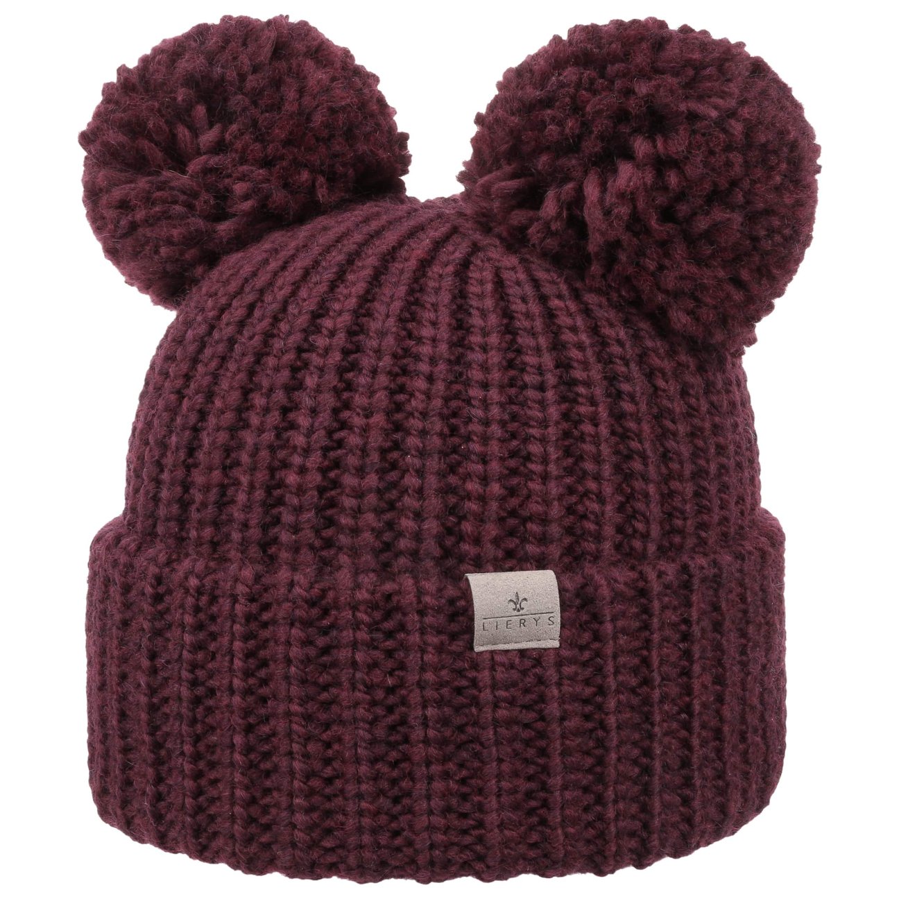 Lierys Women's Bordeaux Double Pom Knit Beanie By