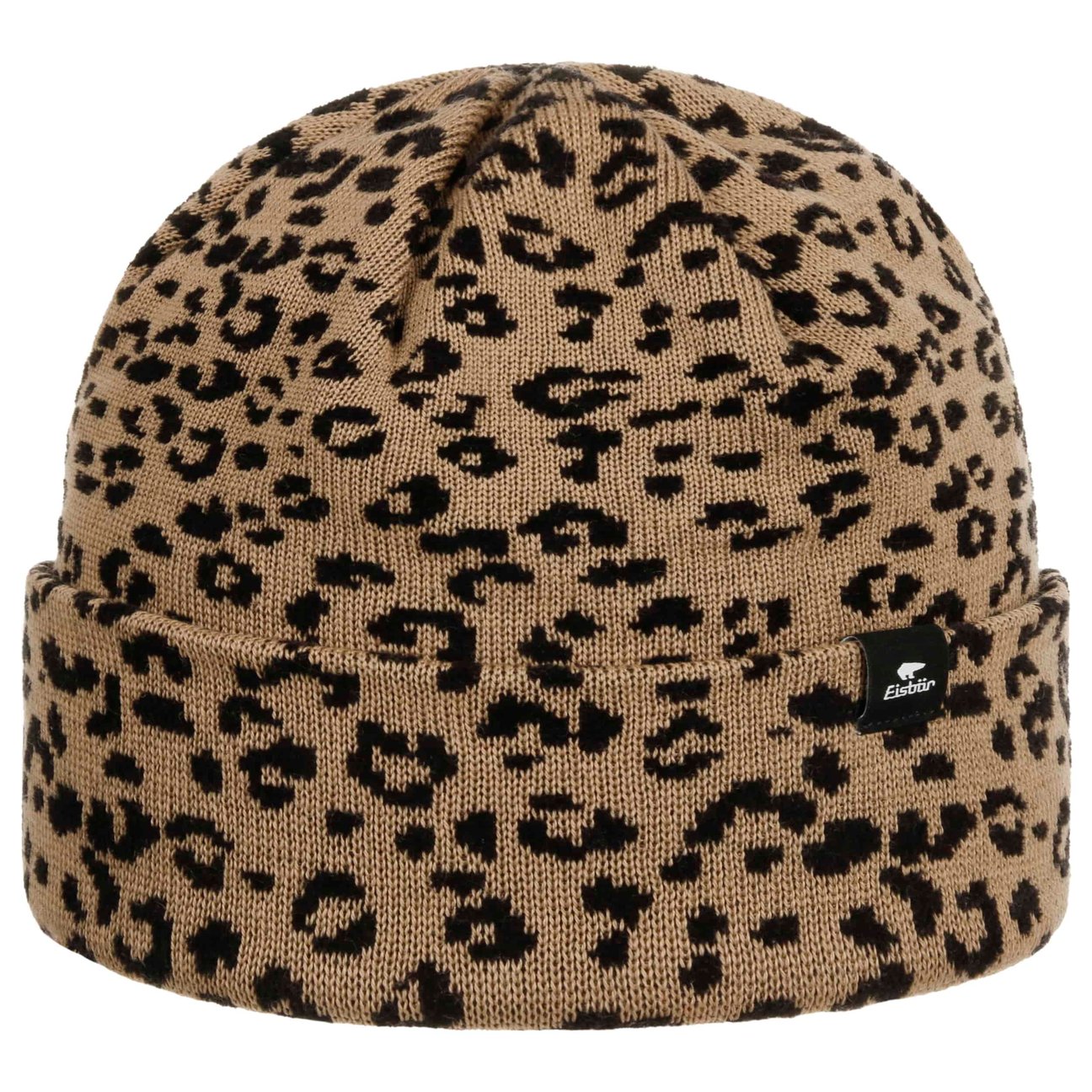 Eisbär Women's Beige-Black Banto Leo Knit Beanie Hat By