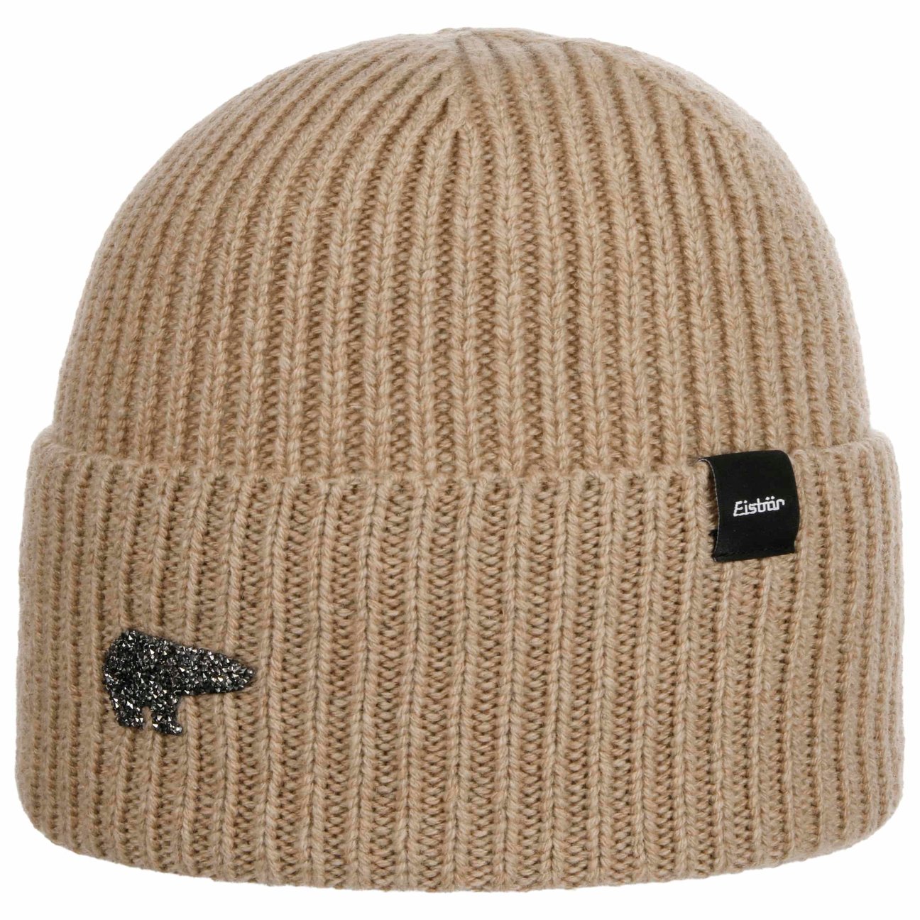 Eisbär Women's Beige Elene Crystal Cashmere Beanie Hat By