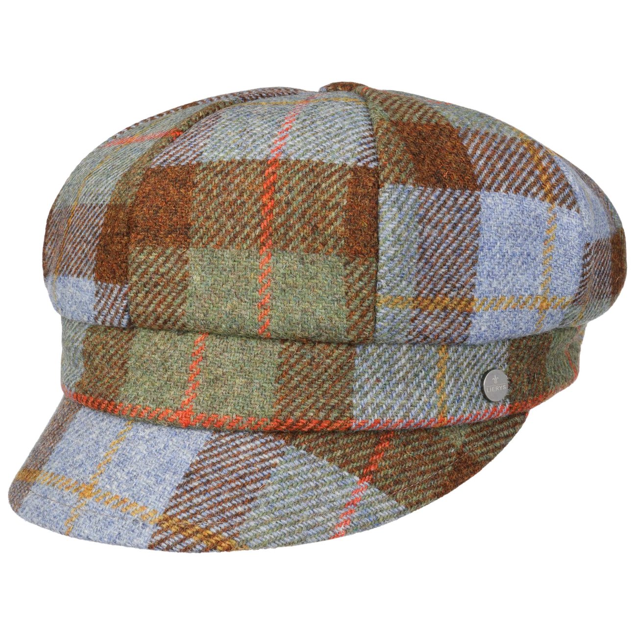 Lierys Girls Brown-Blue Liasca Wool Check Newsboy Cap By