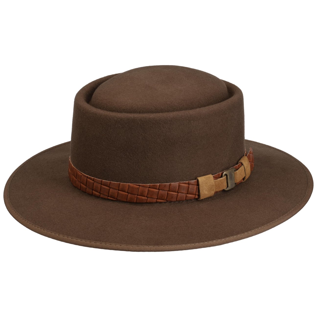Lierys Brown Round Crown Wool Hat By
