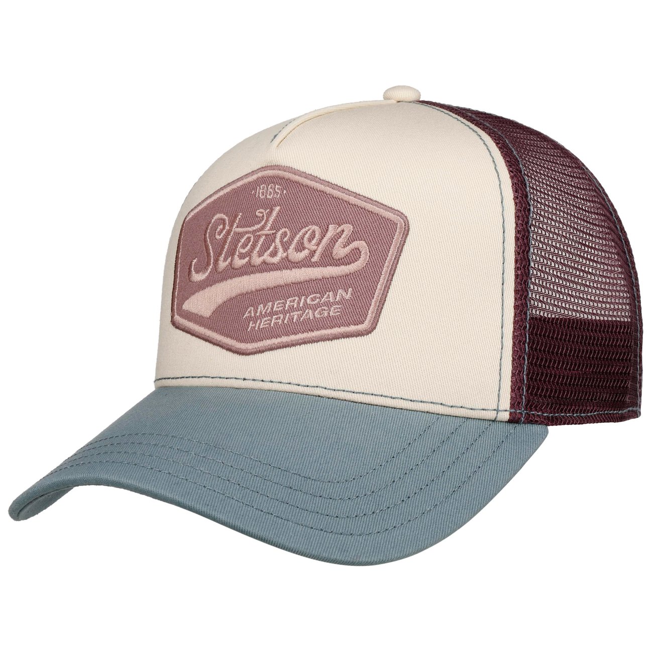 Stetson Women's White-Blue 1865 American Heritage Trucker Cap By