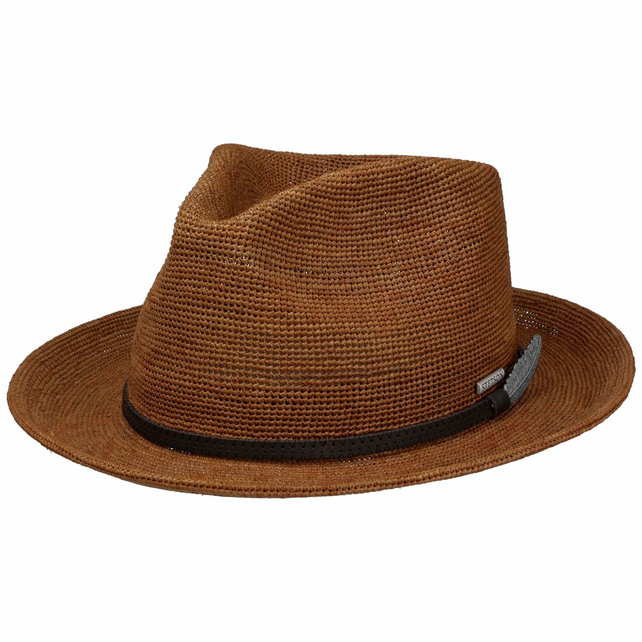 Stetson Brown Daleport Crochet Fedora Raffia Hat By