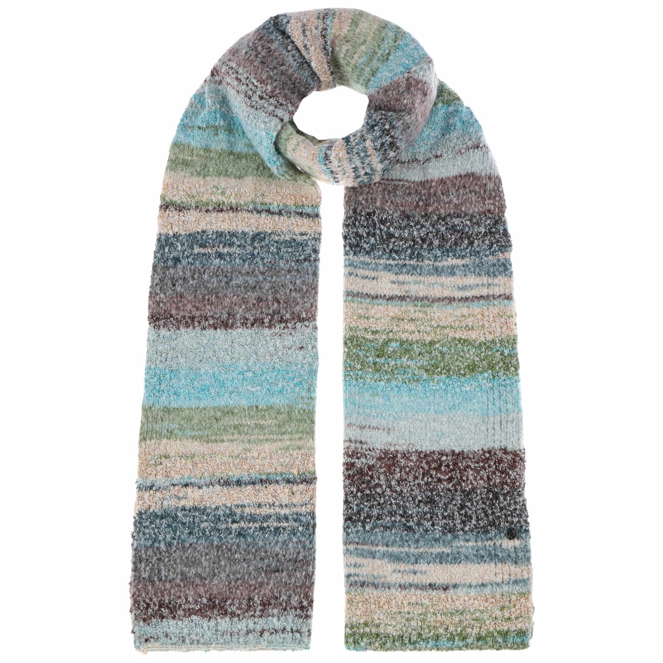 Loevenich Women's Green-Blue Bouclé Multicolour Scarf By