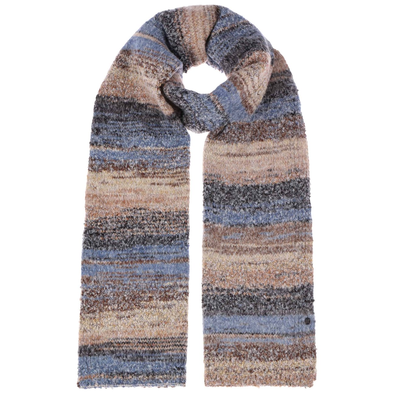 Loevenich Women's Blue-Beige Bouclé Multicolour Scarf By