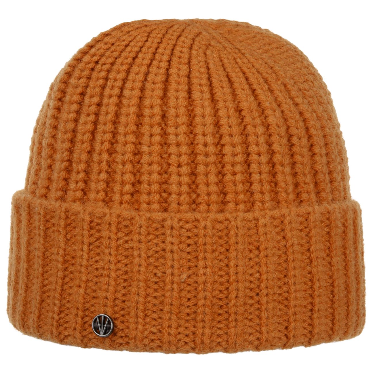 Loevenich Women's Orange Uni Rib Knit Beanie Hat With Cuff By