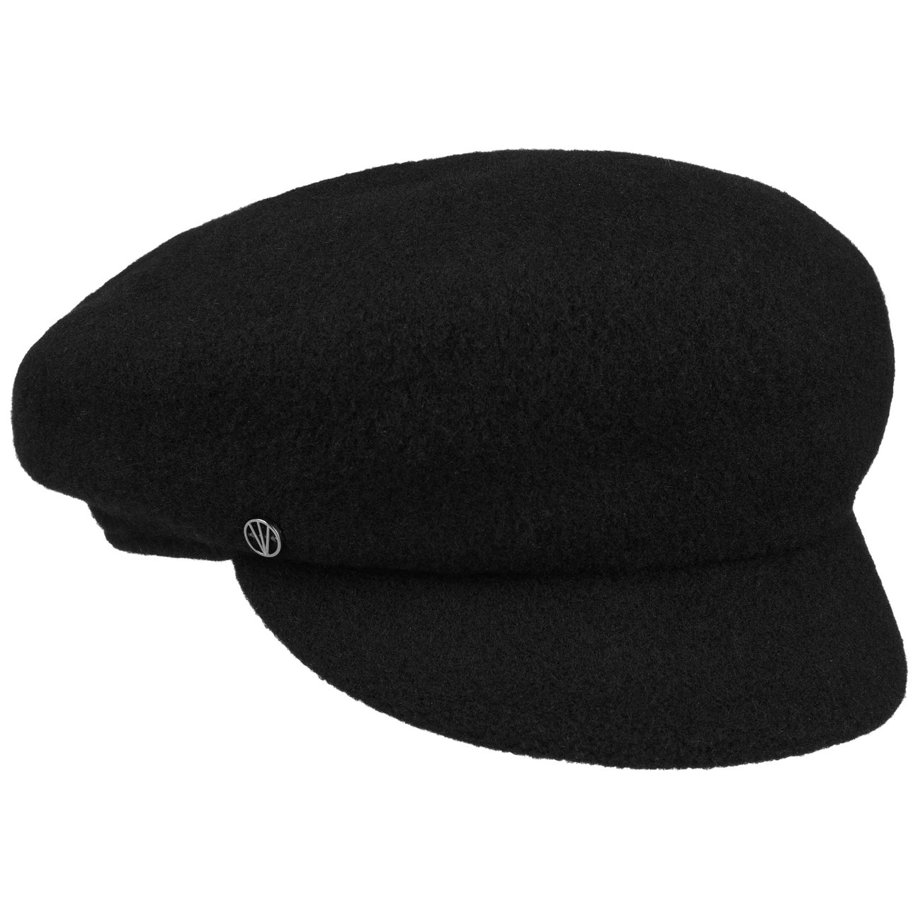 Loevenich Girls Black Milled Wool Newsboy Cap By