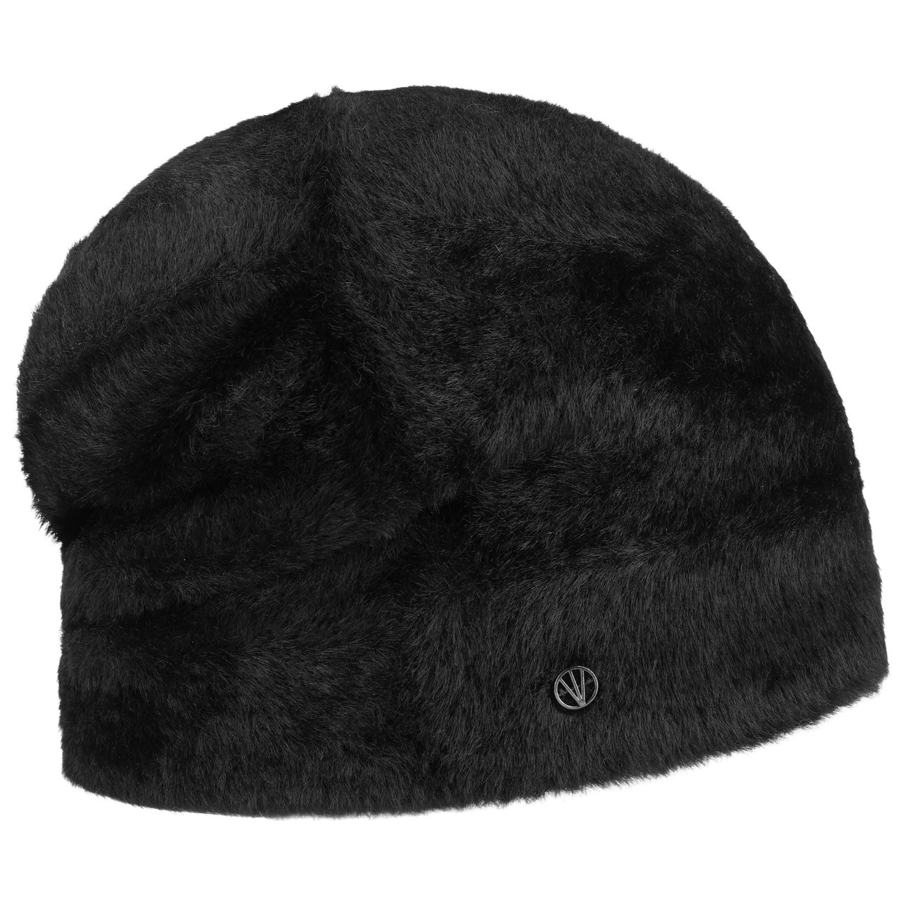Loevenich Women's Black Soft Fake Fur Oversize Beanie Hat By