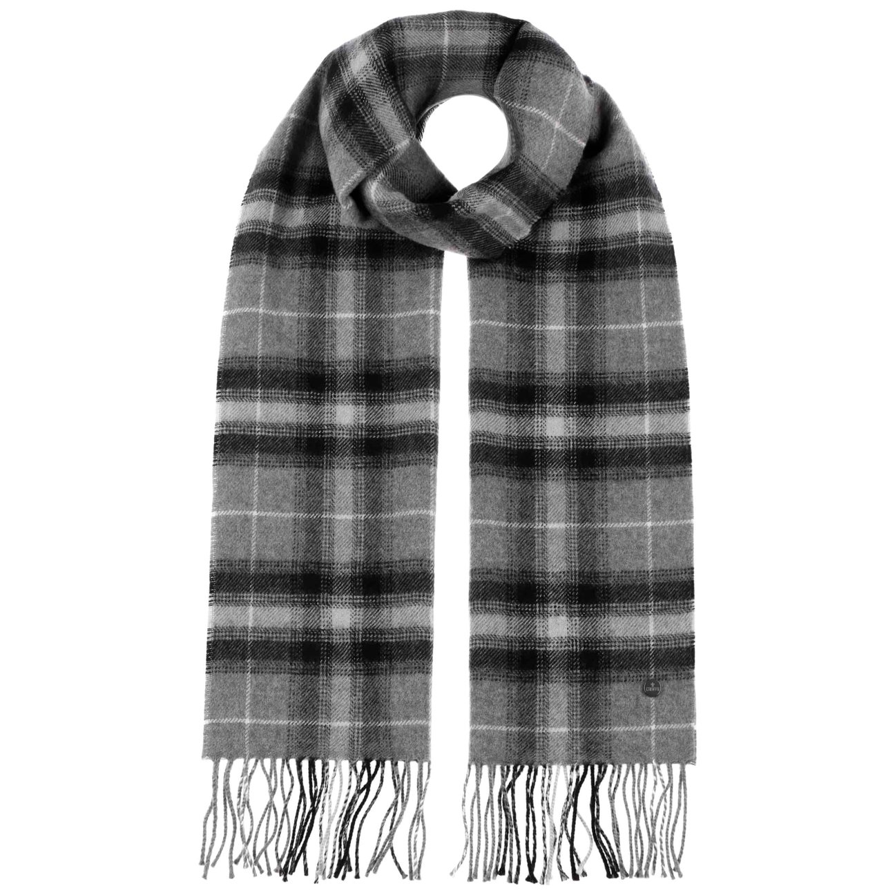Lierys Women's Grey Hoverton Check Wool Scarf By