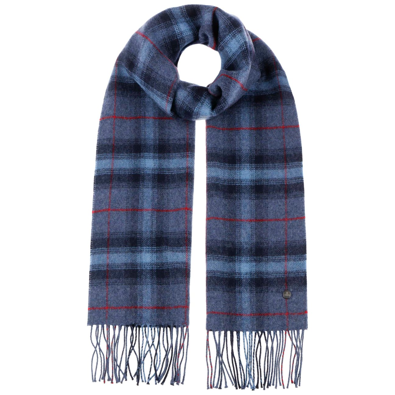 Lierys Women's Navy Hoverton Check Wool Scarf By