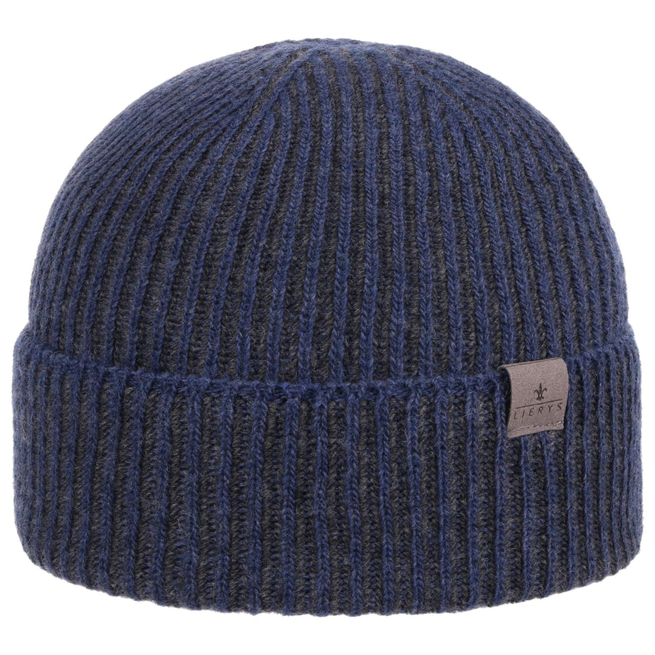 Lierys Blue-Grey Twotone Wool Beanie Hat With Cuff By
