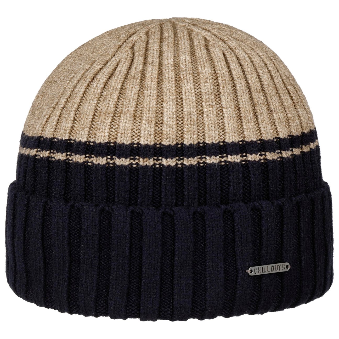 Chillouts Men's Beige Twotone Soft Beanie Hat By