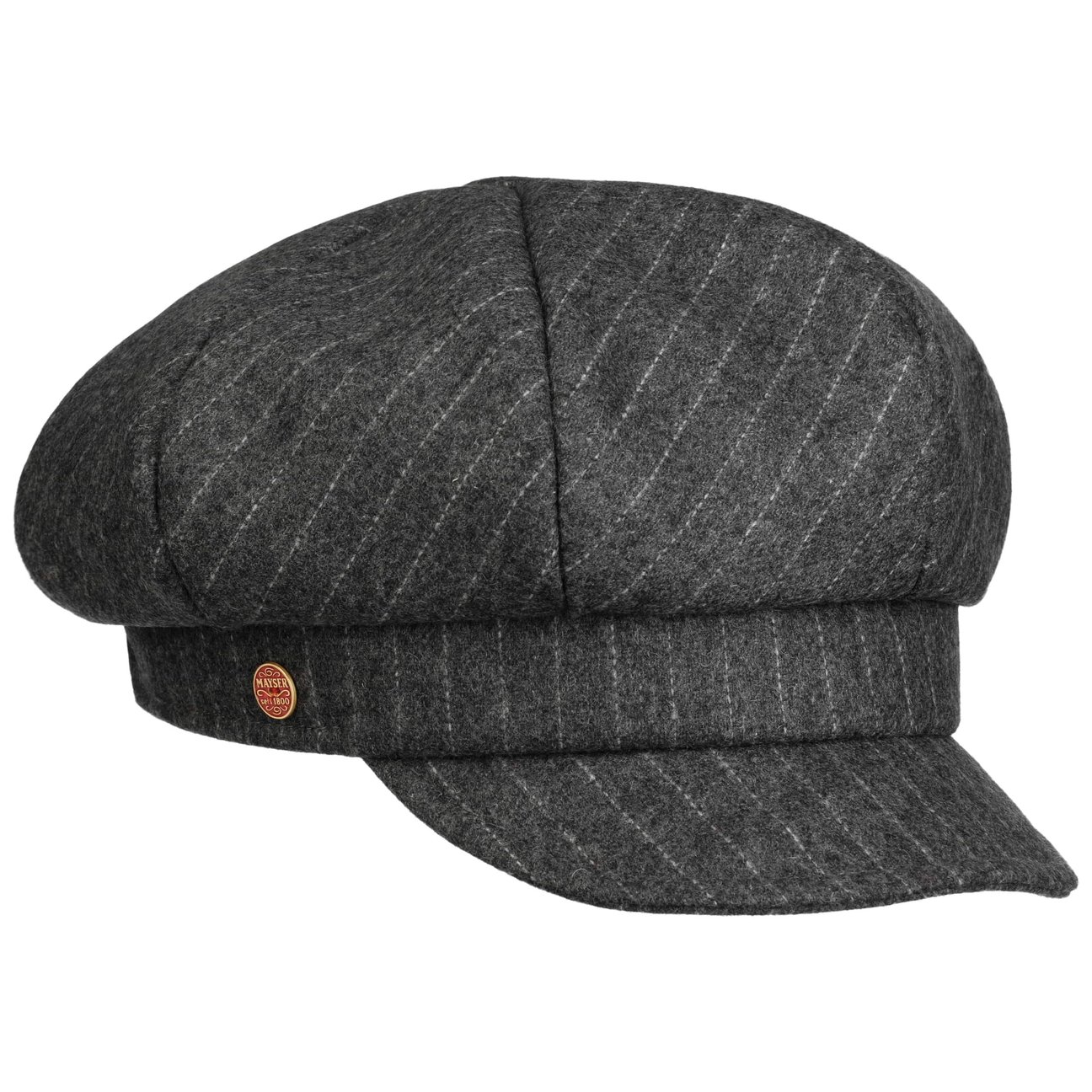 Mayser Girls Grey Camilla Pinstripe Newsboy Cap By