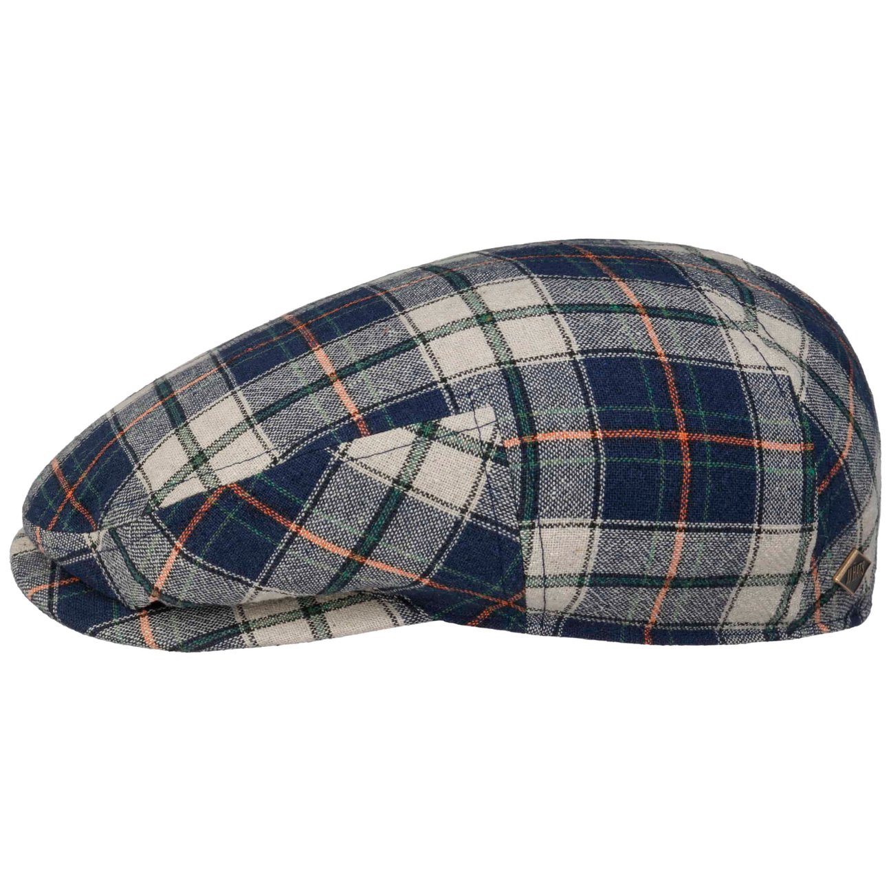 Jj Hats Blue Caroma Check Driver Flat Cap By