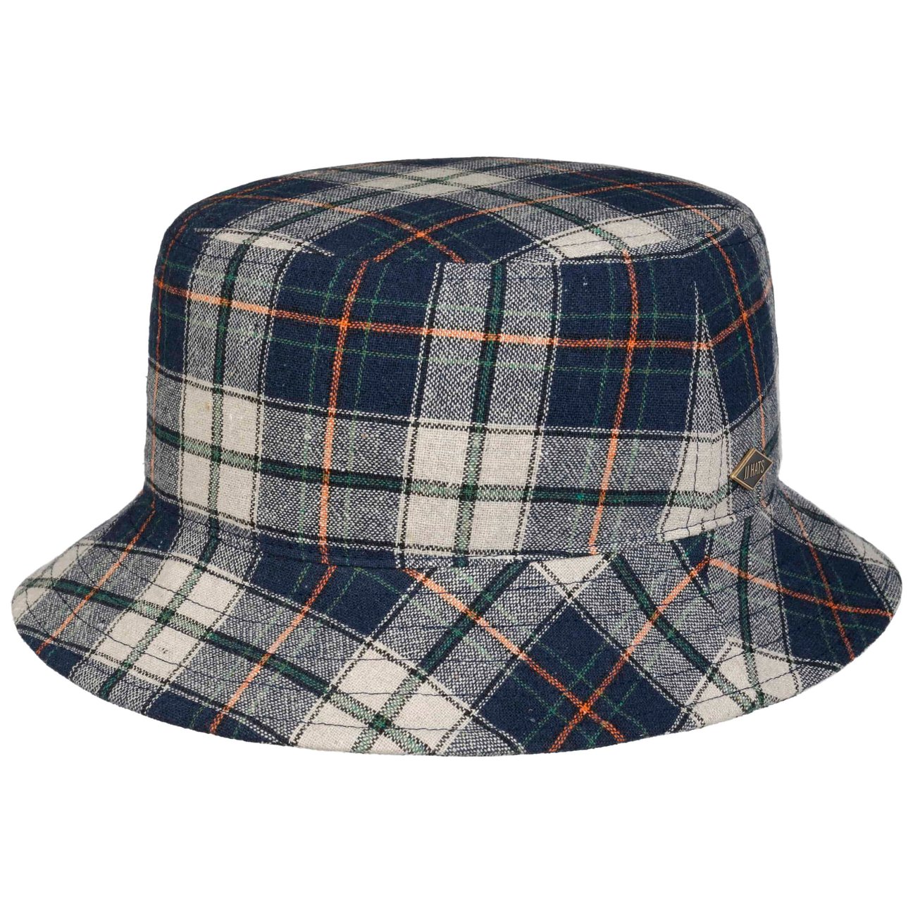 Jj Hats Blue Caroma Check Cotton Bucket Hat By