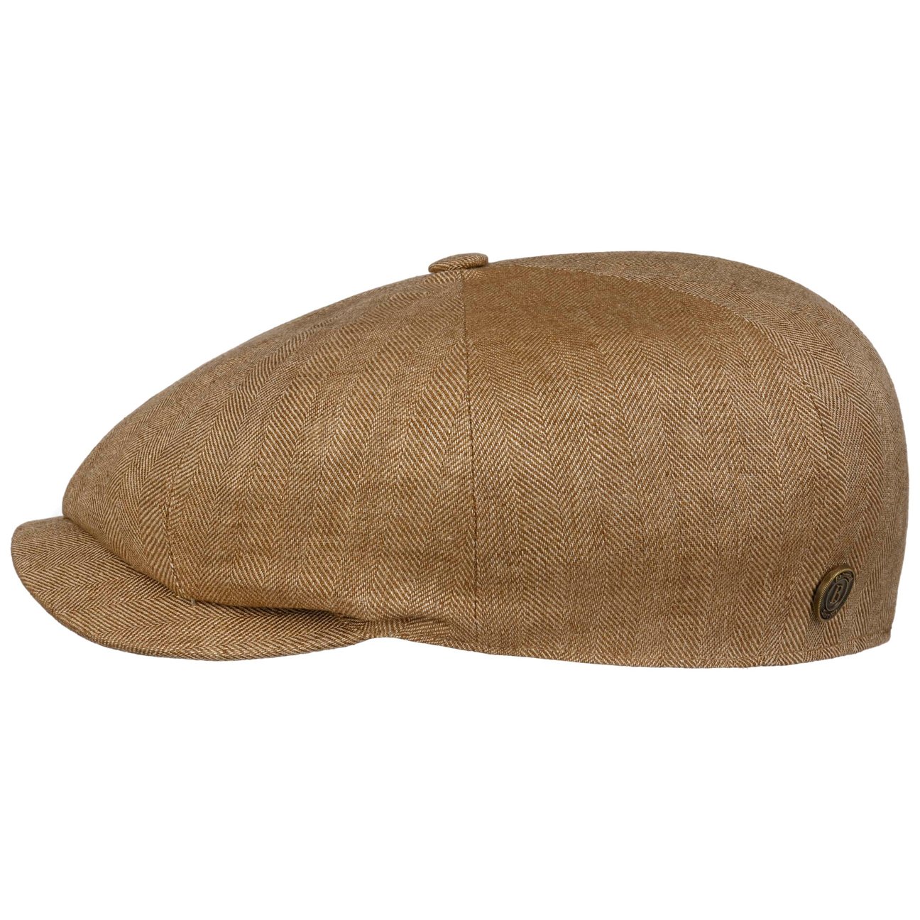 Balmoral Men's Beige Verisco 8 Panel Linen Flat Cap By